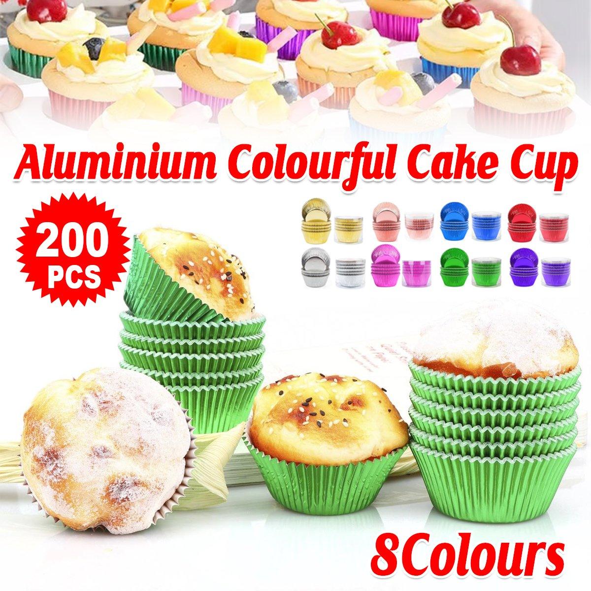 200 Pcs Colored Baking Paper Cupcake Trays Muffin Liners for Party Baking - Rose Gold