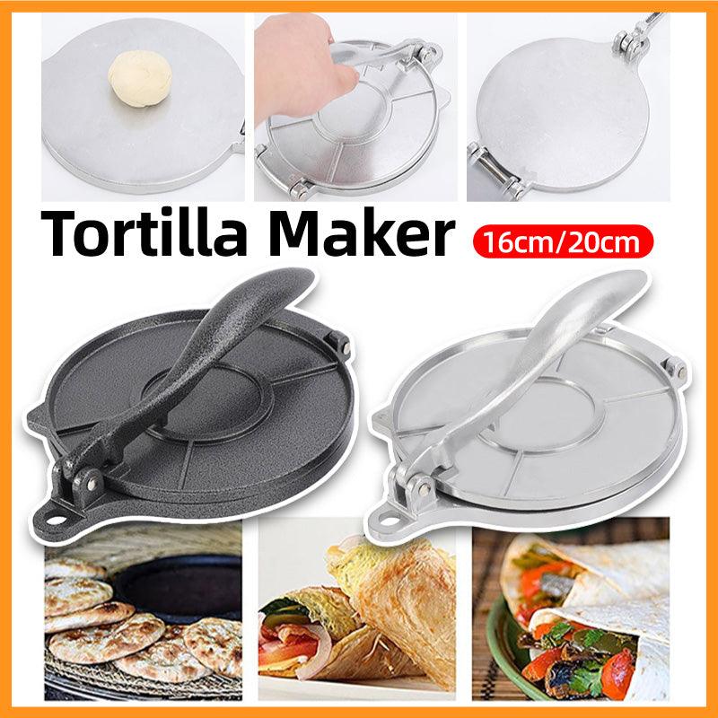 16/20cm Premium Tortilla Press Flat Bread Maker Taco Roti Chapati Health Food - Silver-20cm