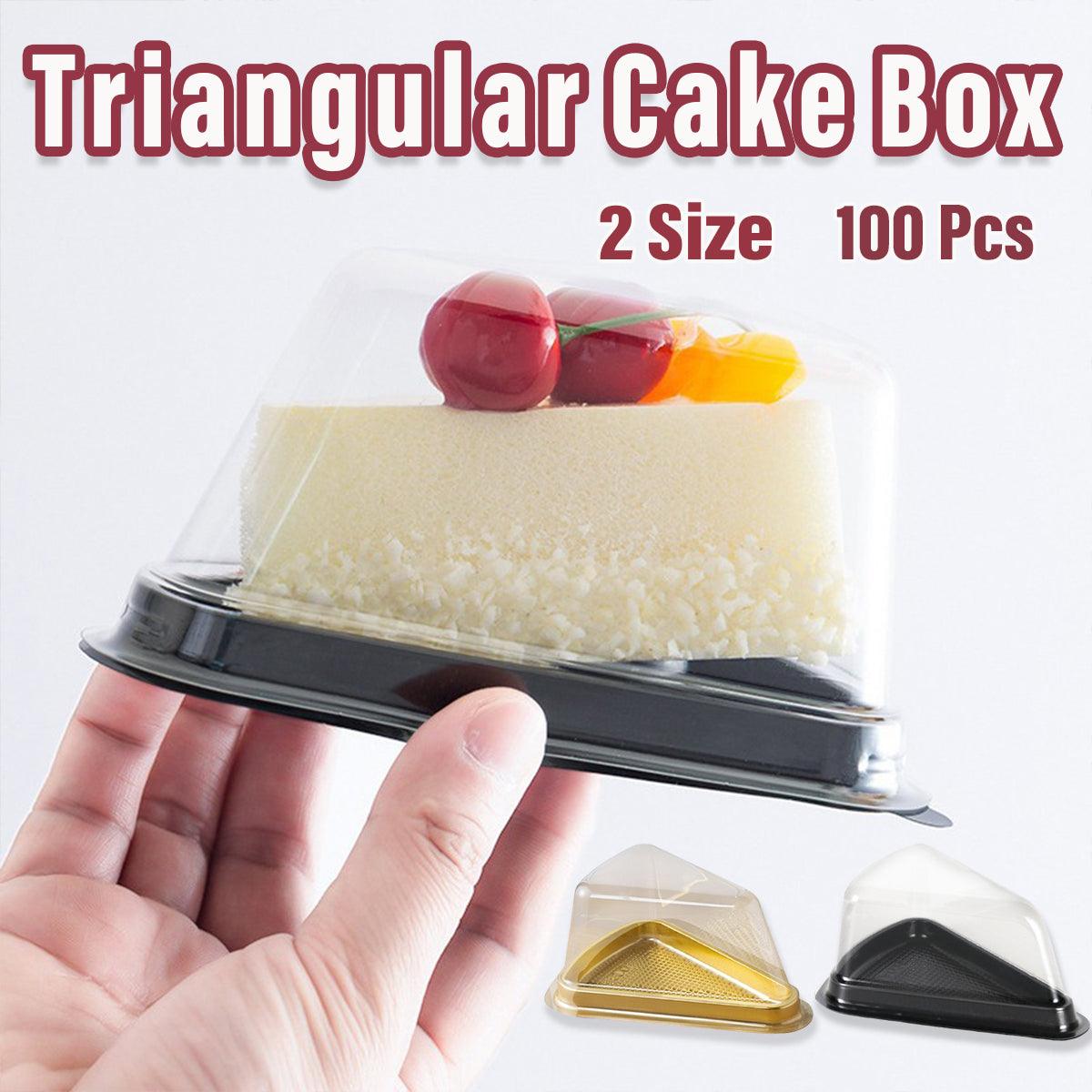 100pcs Triangle Cake Boxes for Bakery Packaging Pastry Gift Boxes for Parties - Black-8x15x7cm