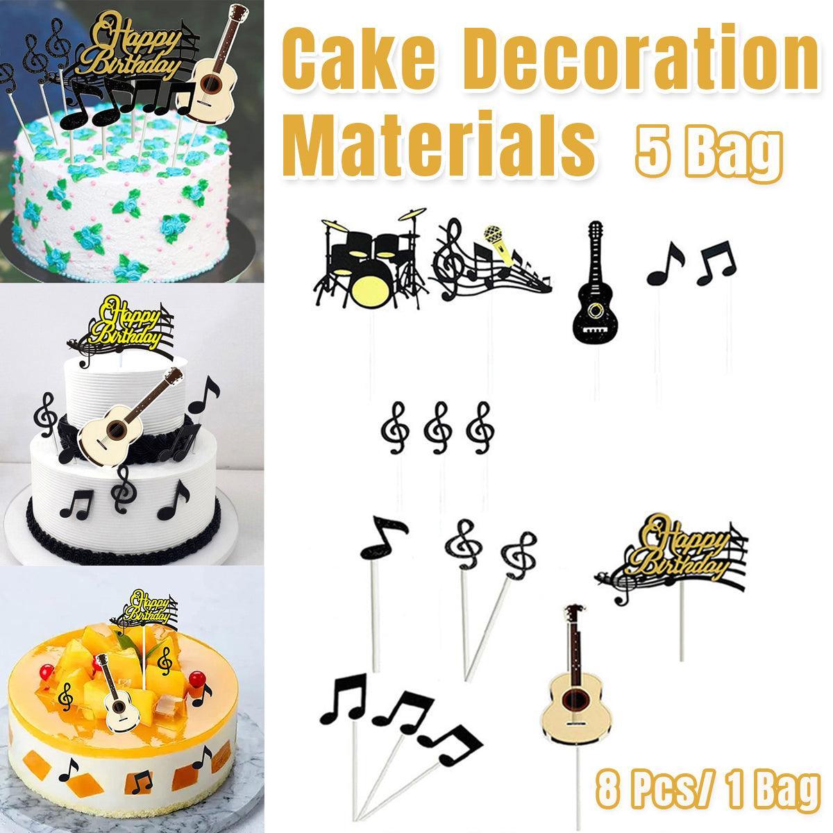 Music Notes Violin Cake Decoration Materials Birthday Cake Topper Inserts - 2