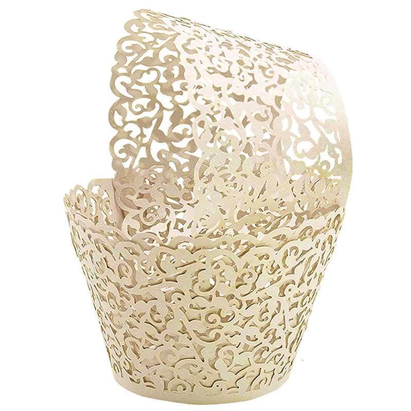 25pcs Laser Cut Cupcake Wrappers Wedding Party Baking Decorations in 8 Colours - Light Purple