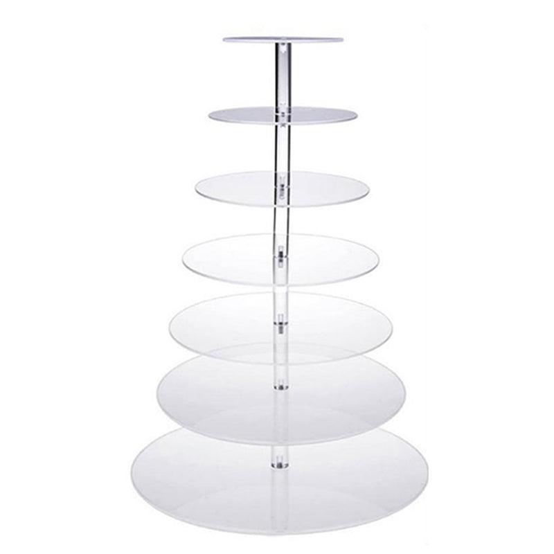Acrylic Cupcake Tower 3 4 5 6 7 Tier Clear Cake Stand for Wedding Party - 6 Tiers