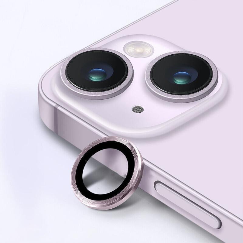 For iPhone 14/14 Plus Metal Camera Lens Glass Screen Protector - Silver
