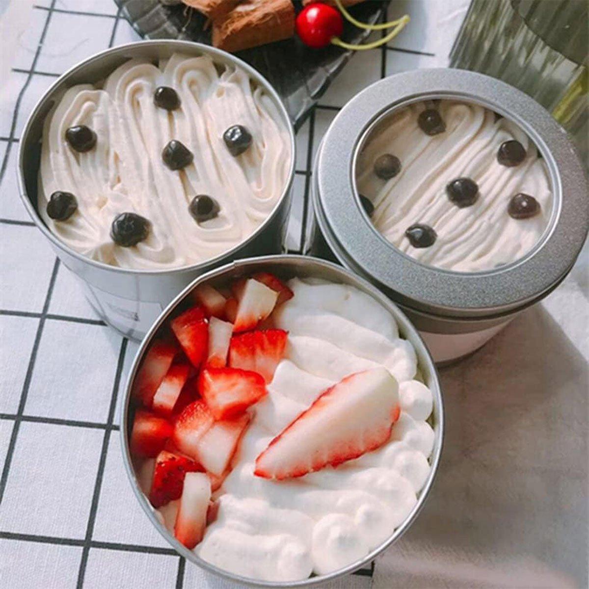 10pcs Open Window Cake Tin Box Bakery Biscuit Packaging Storage Tin Box Set - Gold