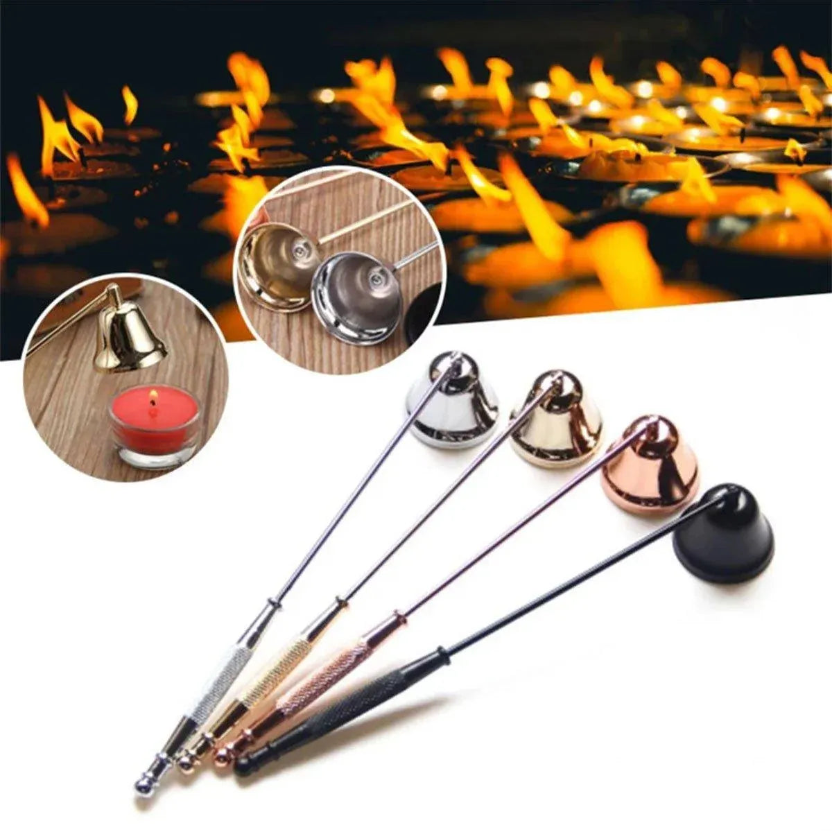 Stainless Steel Candle Flame Snuffer Candle Stopper Wick Snuffer Home Candle Tool - Black
