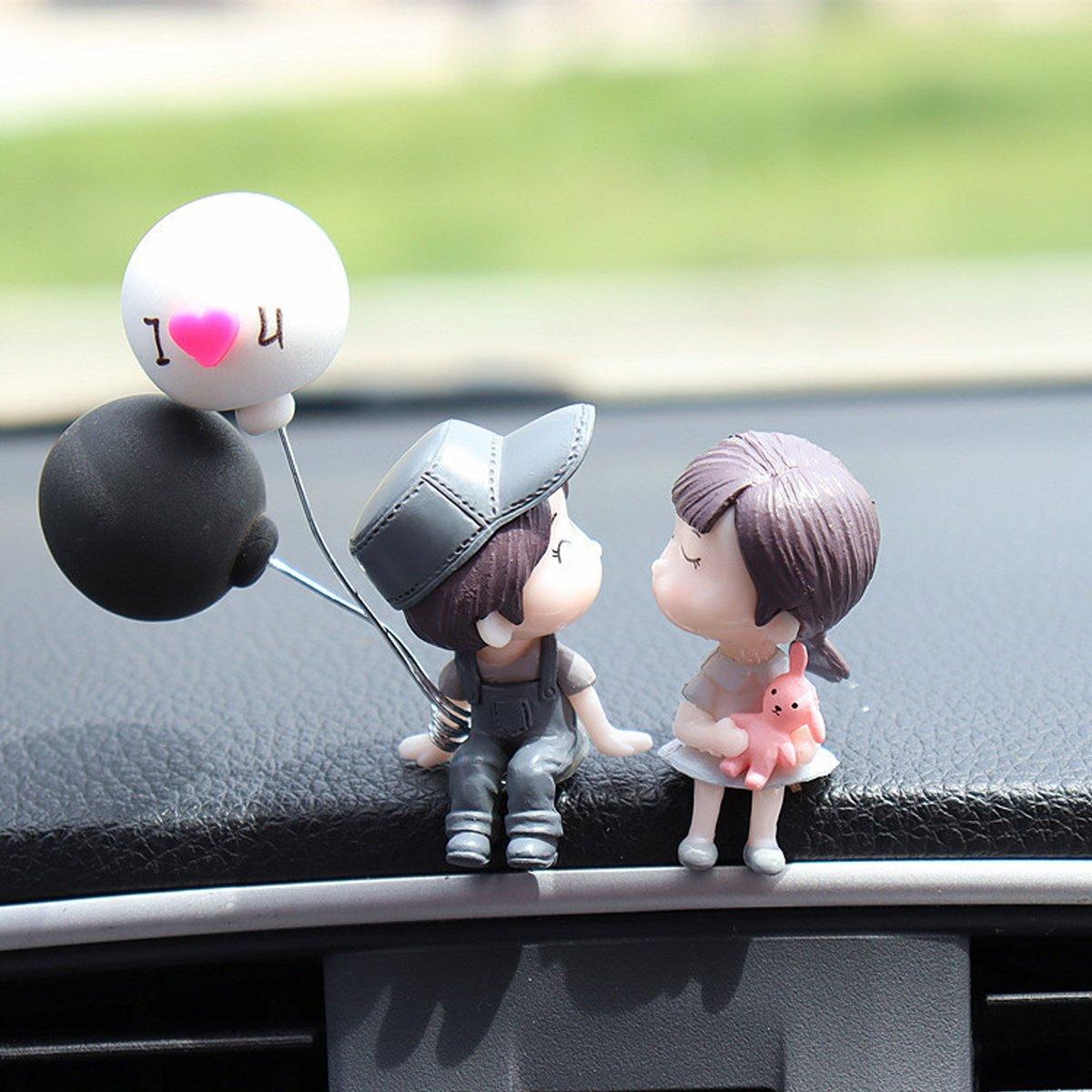 2pairs Cute Couple Car Interior Decorations Desktop Ornaments Car Accessories