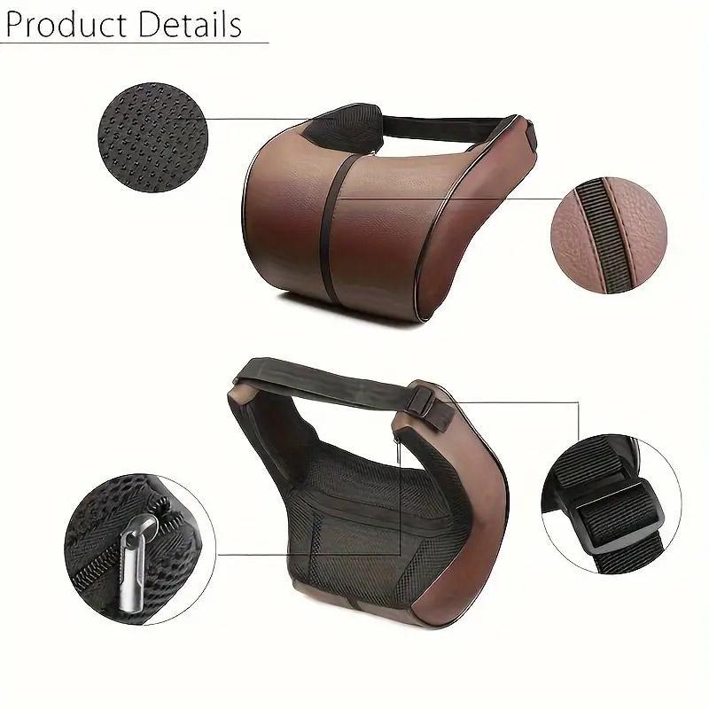 Car Headrest Neck Pillow for Comfortable Travel Support Memory Foam Car Pillow - Black