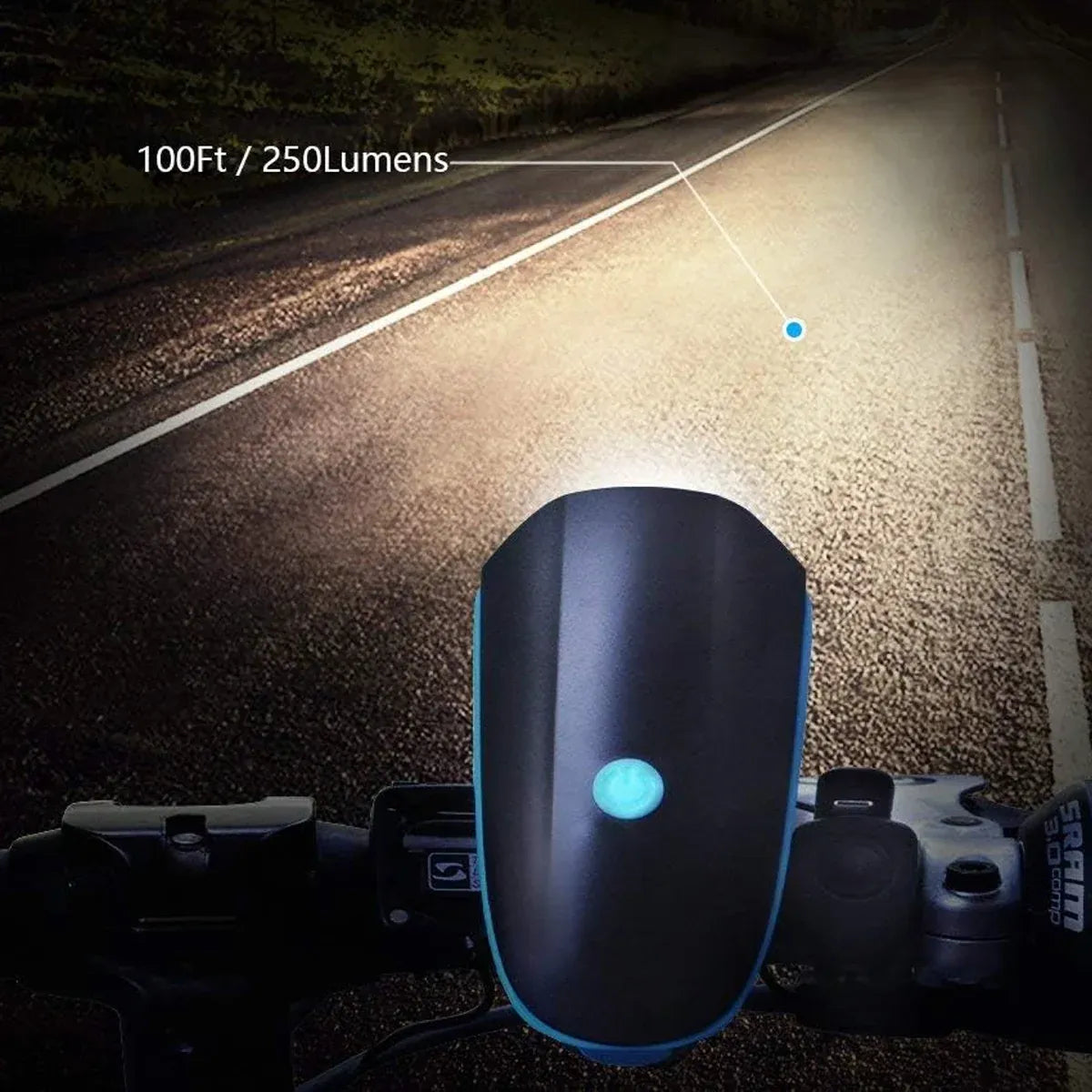 1-Piece Rechargeable Bicycle Headlight with Horn