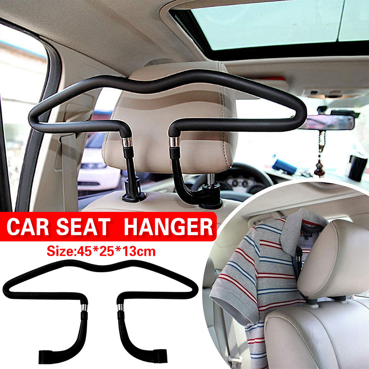 Car Clothes Rack Back Seat Hanger Bar Vehicle Garment Holder Travel Storage Rod