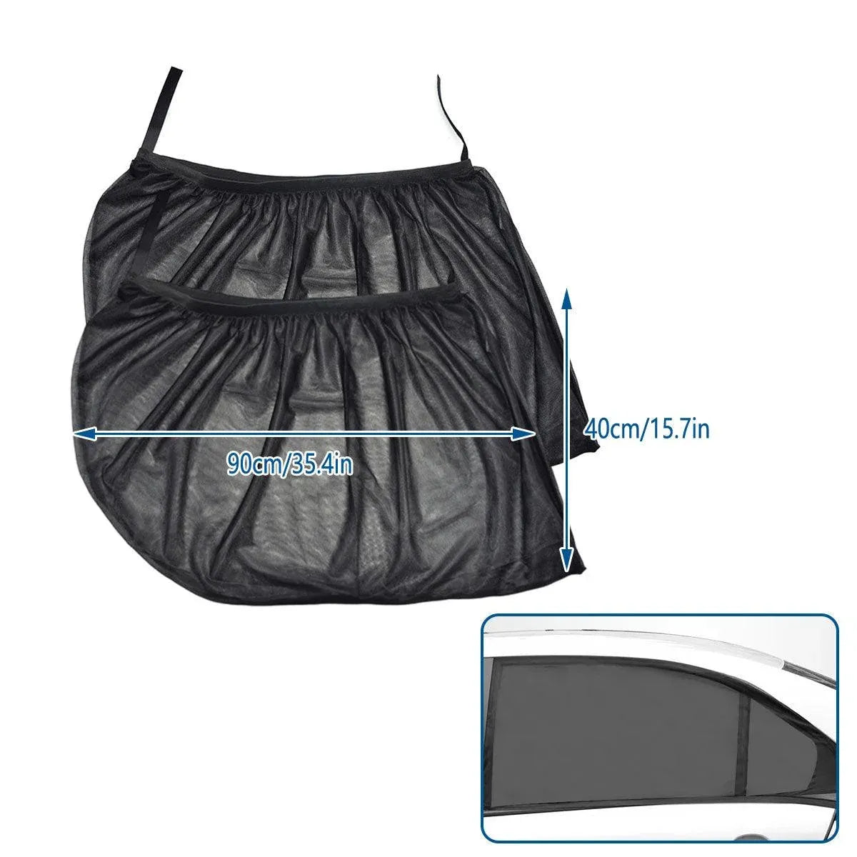 2pcs Car Window Screen Mesh Universal Anti Mosquito Sunshade Curtain Protector