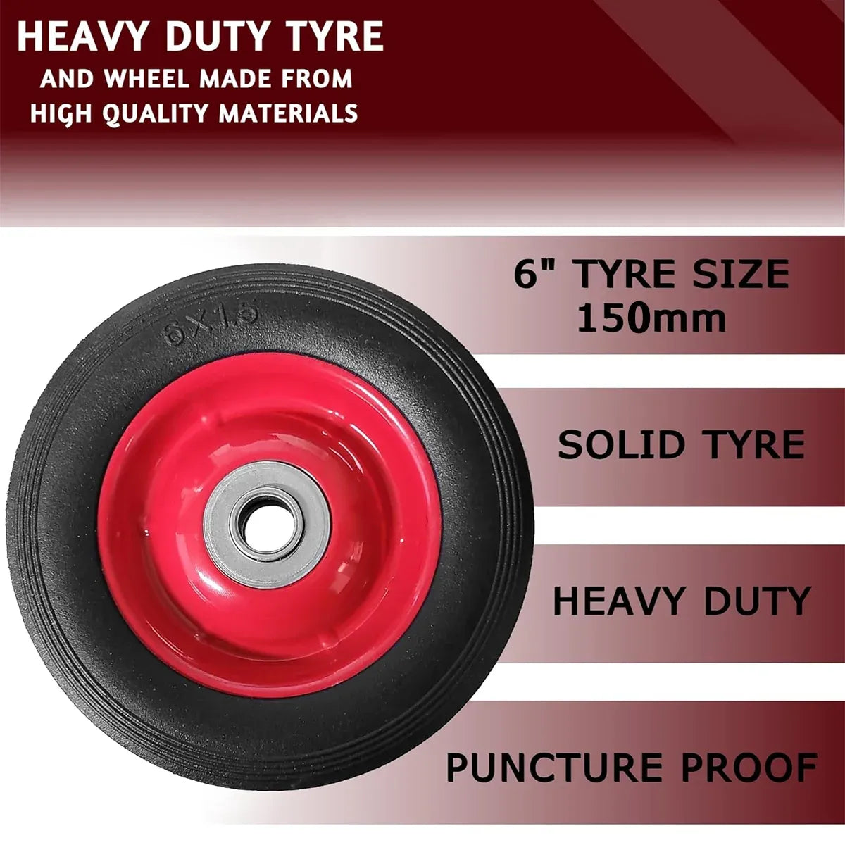 2PCS Cart 6 Inch Silent Solid Wheel Non Pneumatic Heavy Duty Anti Stabbing