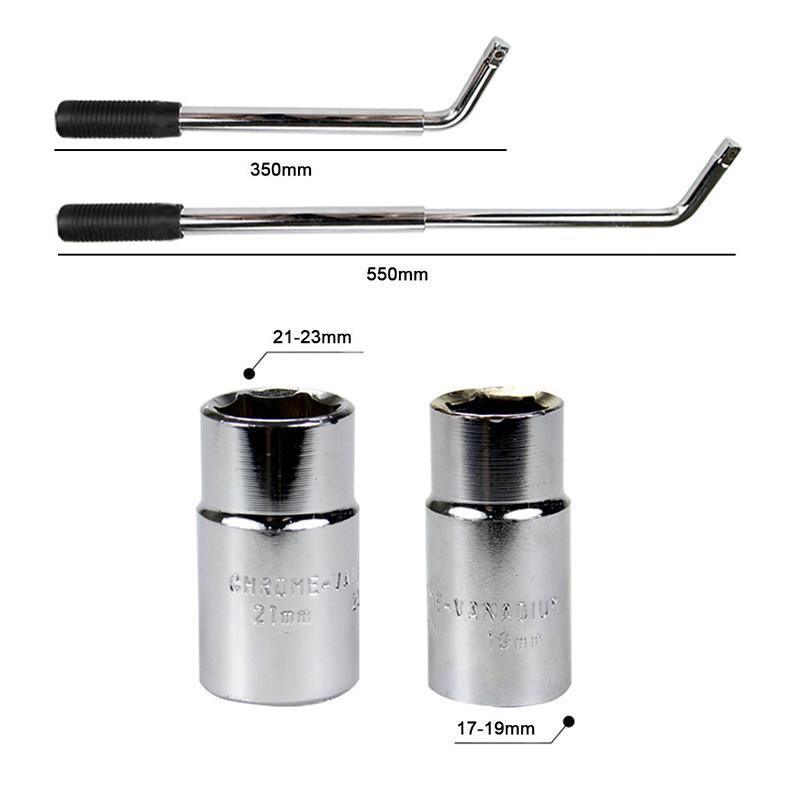 Extendable Car Wheel Brace Heavy Duty Nut Lug Wrench Sockets 17/19mm & 21/23mm