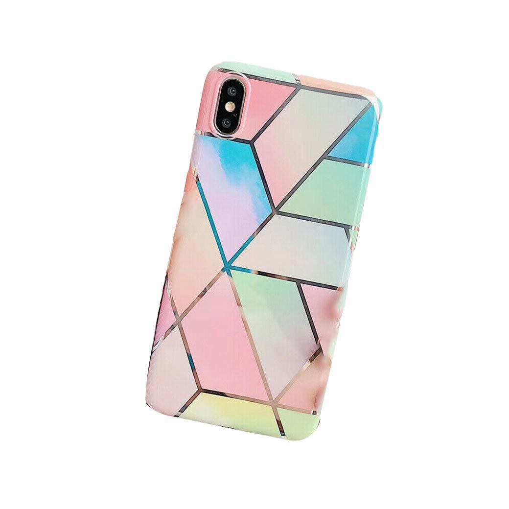 Rainbow Case for iPhone 14 13 12 11 Pro Max XR XS Marble Phone Shockproof Cover Silicone - For iphone XR