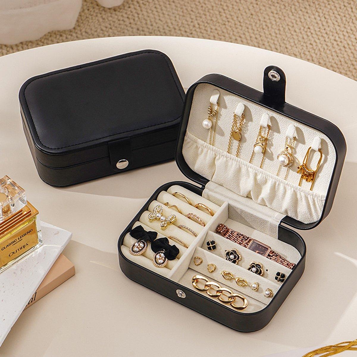 Black Travel Portable Jewelry Box Minimalist Jewelry Organizer Storage Case