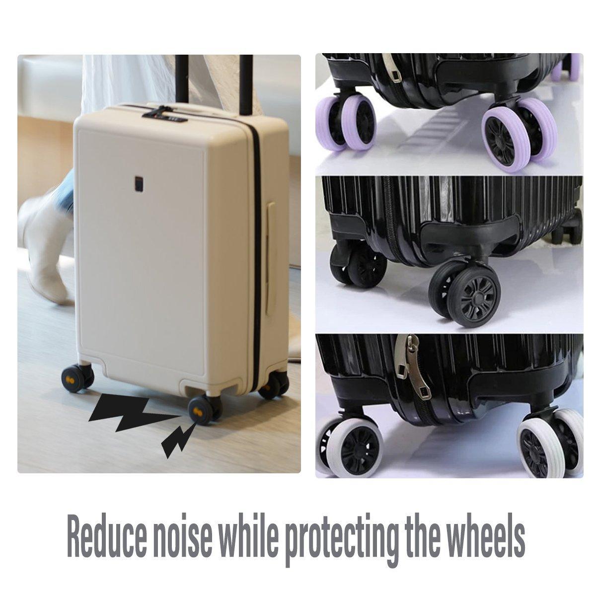16PCS Silicone Luggage Wheels Cover Caster Shoes Wheel Protector for Luggage - Black