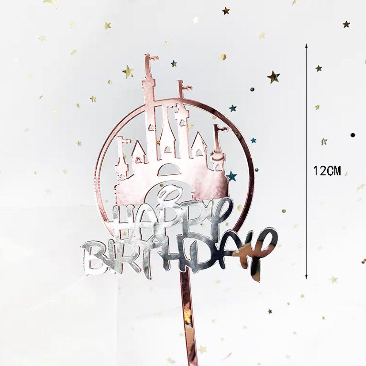 Up to 20pcs Princess Cake Topper Castle Cupcake Party Birthday Supplies Pink - 1pc