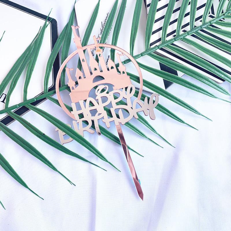 Up to 20pcs Princess Cake Topper Castle Cupcake Party Birthday Supplies Pink - 1pc