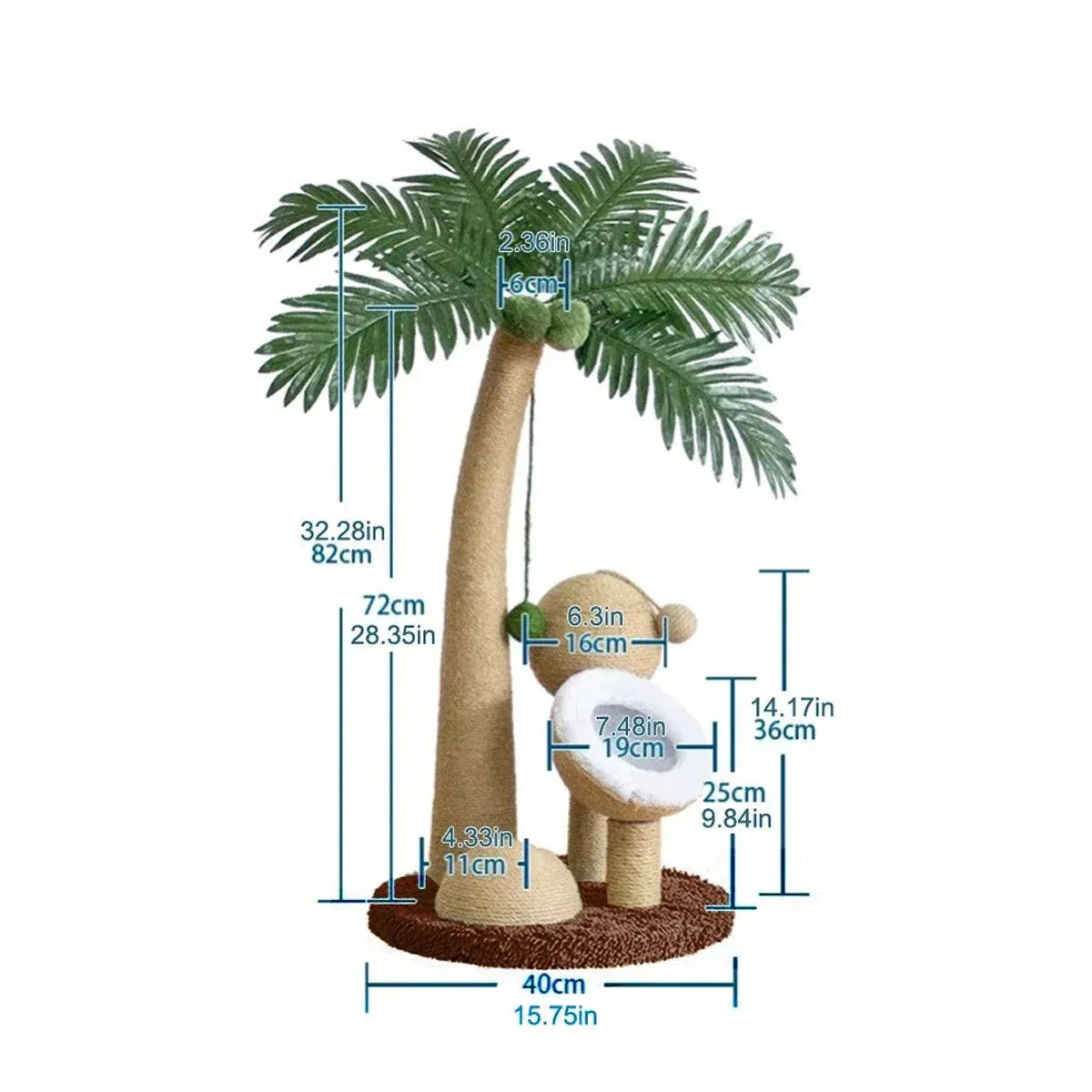1-Piece Coconut-Style Cat Scratching Post, Green