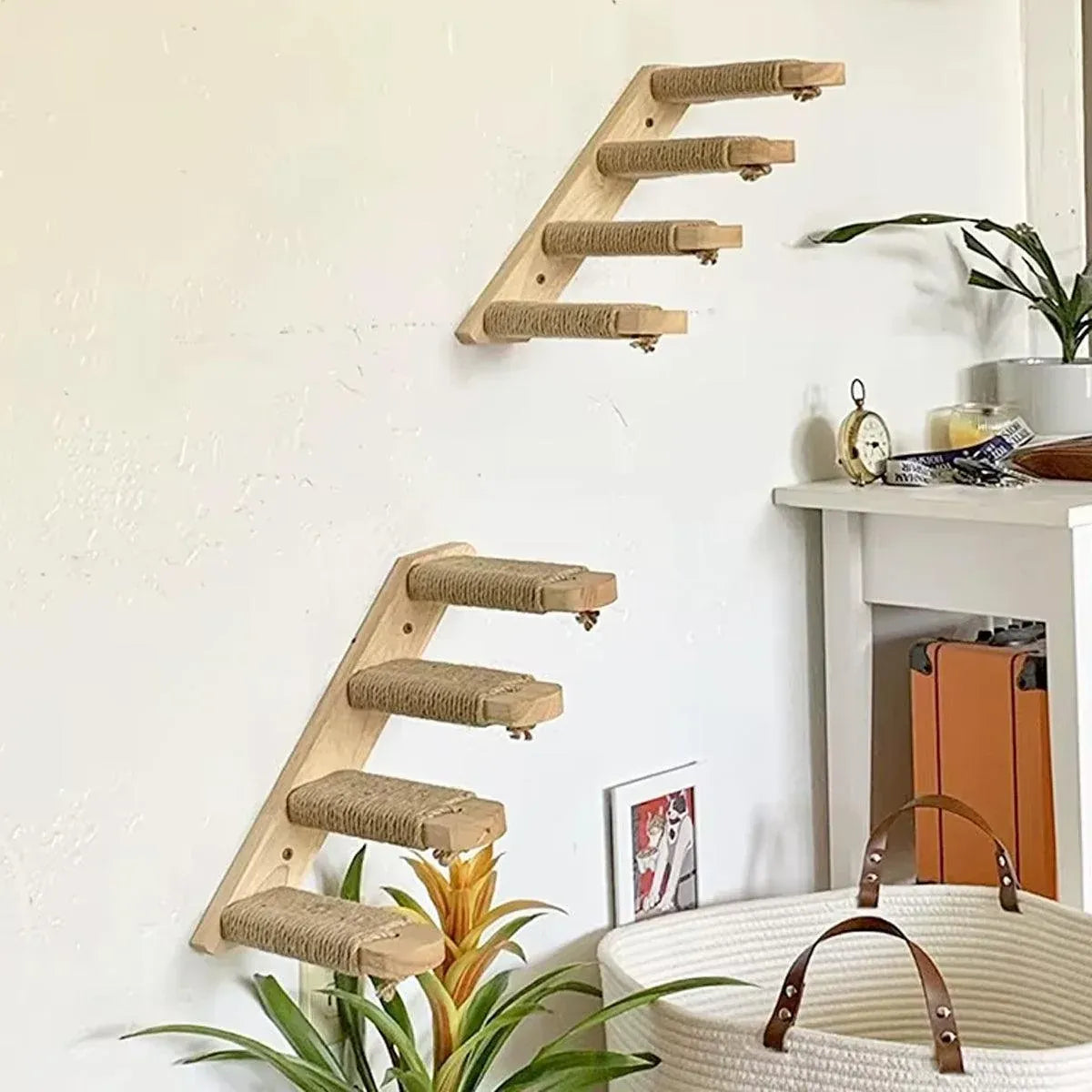 1-Piece Wall-Mounted Cat Climbing Shelf with Four Sisal Steps