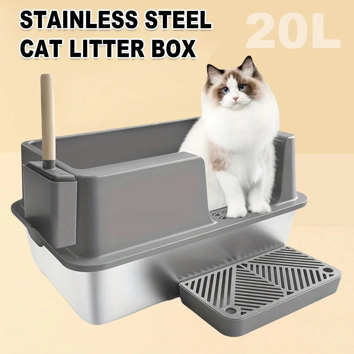 5-Piece Grey Cat Litter Box Set