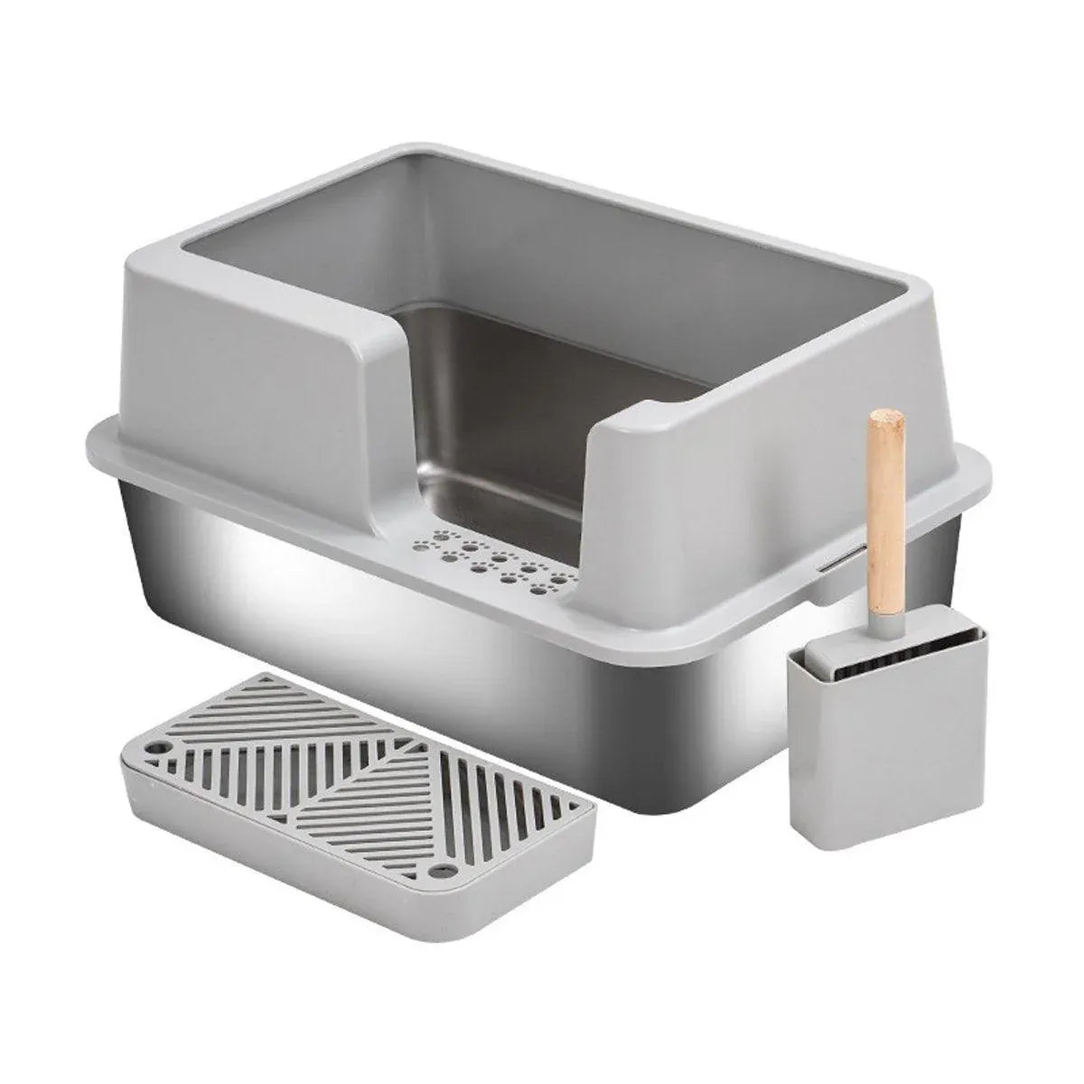 5-Piece Grey Cat Litter Box Set