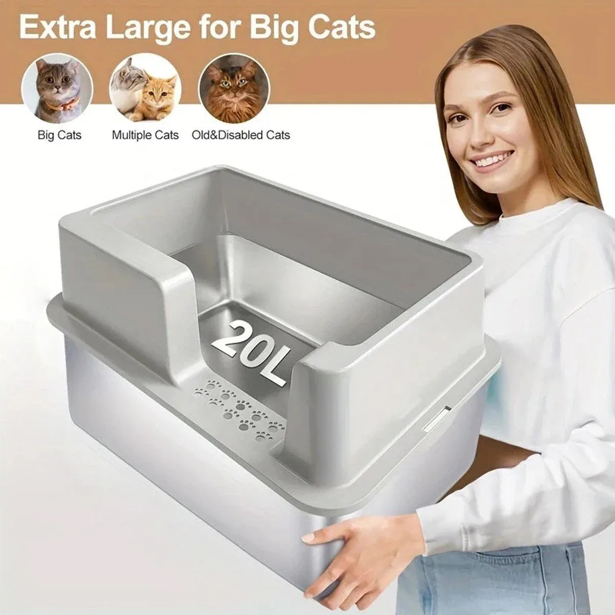 5-Piece Grey Cat Litter Box Set