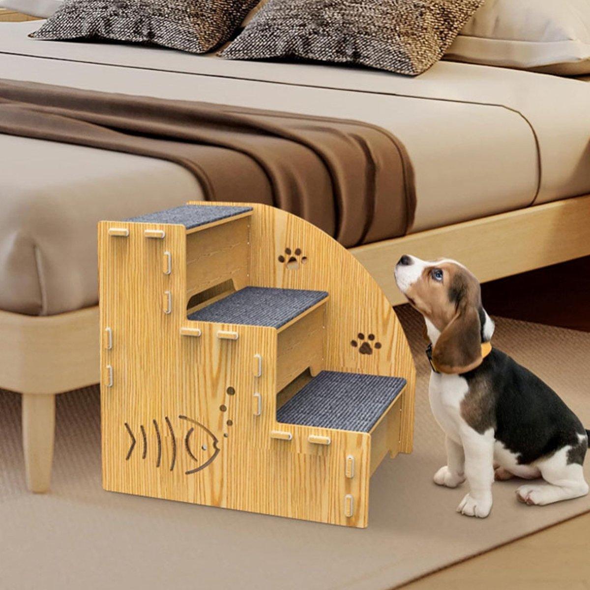 Wooden Pet Climbing Ladder Bed Step Frame Durable Climbing Frame for Small Pets