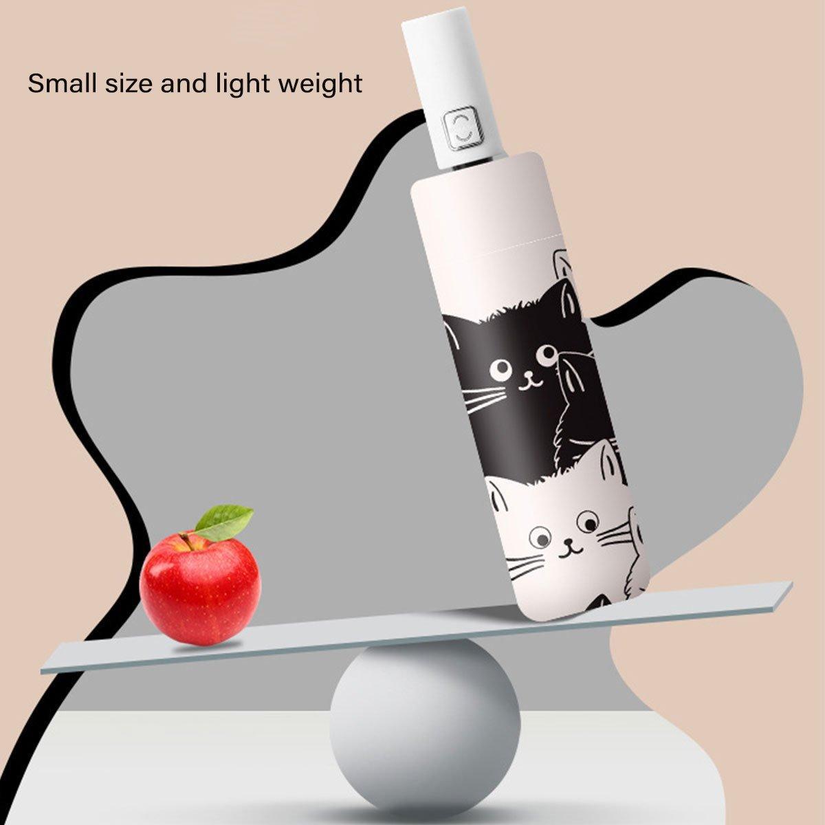 1PC Cartoon Black White Cat Automatic Folding Sun Umbrella Anti-UV For Unisex