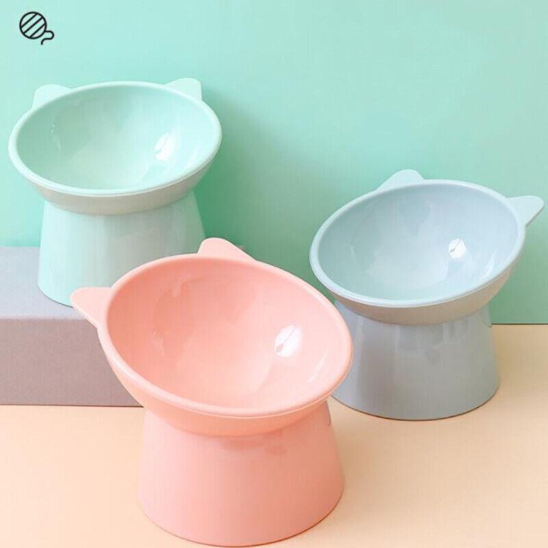 Elevated Pet Bowl Cat Dog Feeder Food Water High-Foot Anti Vomiting Tilted Bowl - Pink