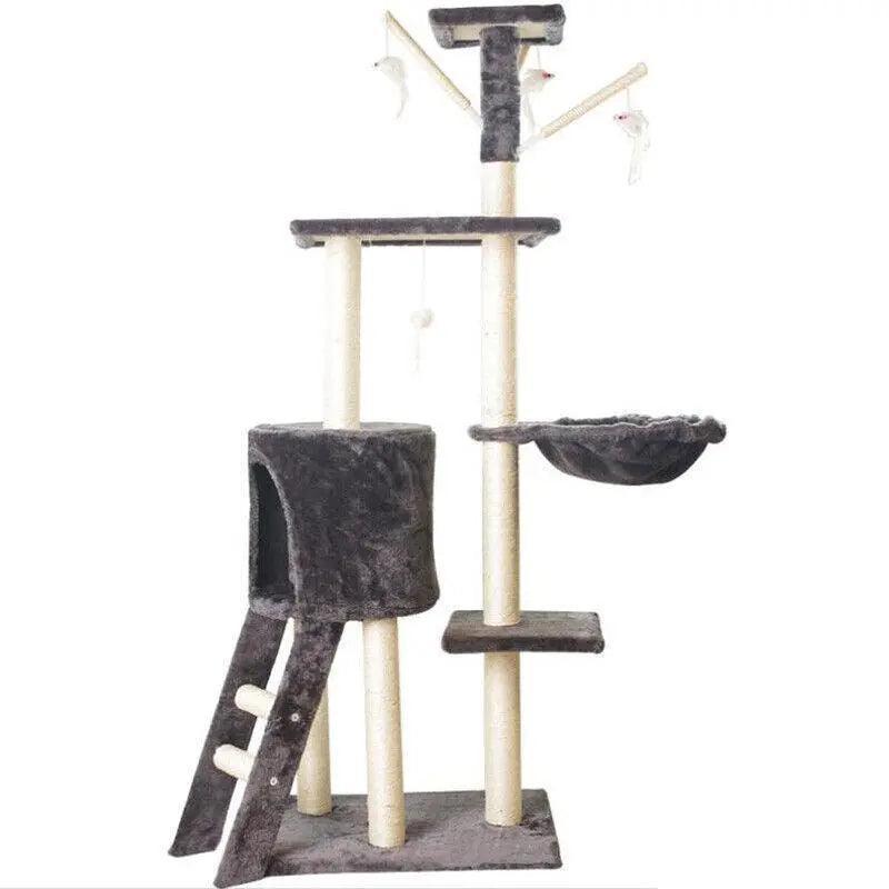 Cat Tree Scratching Post Gym House Condo Scratcher Furniture Tower - Grey-Black