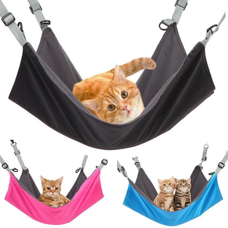 Waterproof Cat Hammock Hanging Bed Double Layer Dual Side Sleep Cage Swing Chair - Black