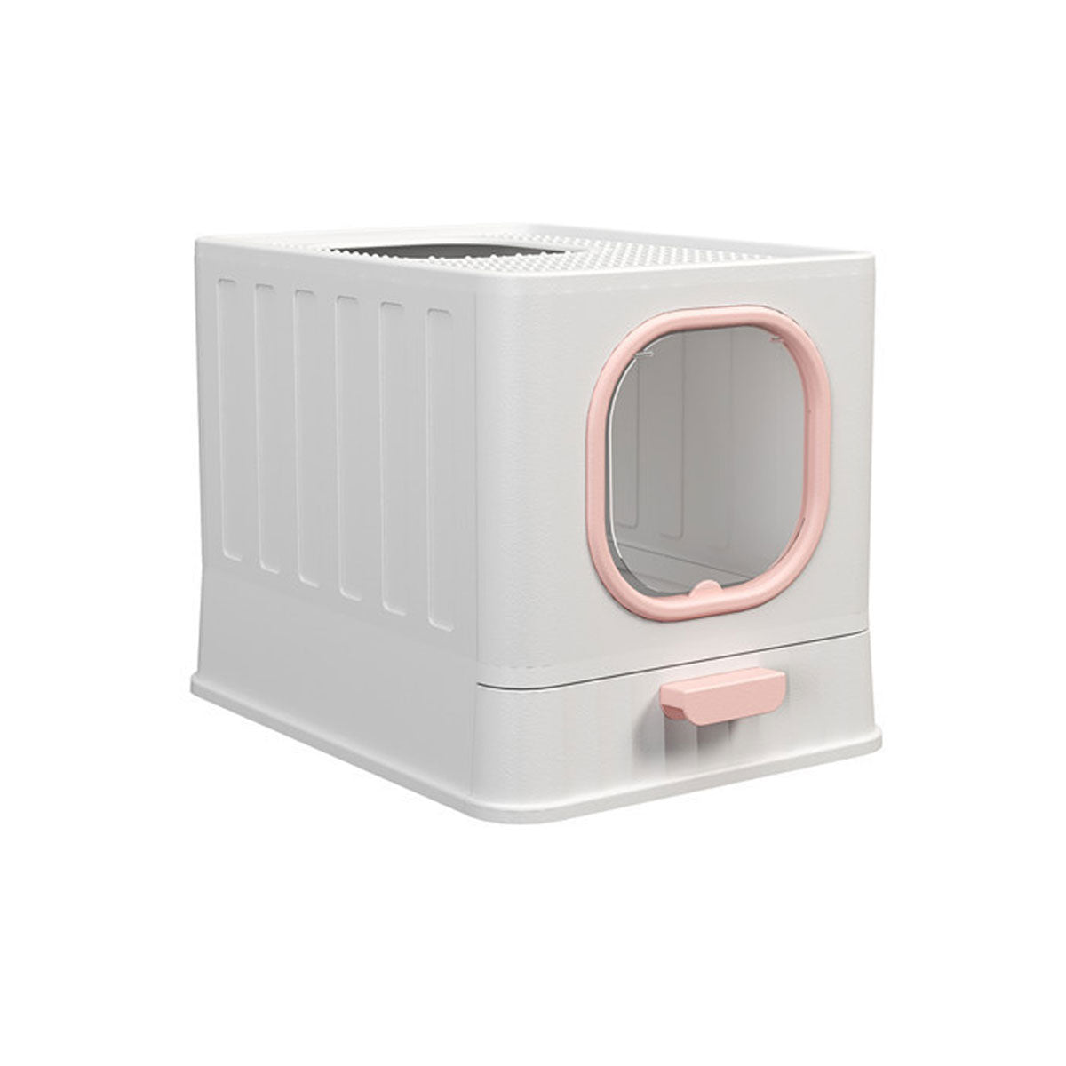 Pink Fully Enclosed Cat Litter Box Large Plastic Toilet for Cats with Lid Tray