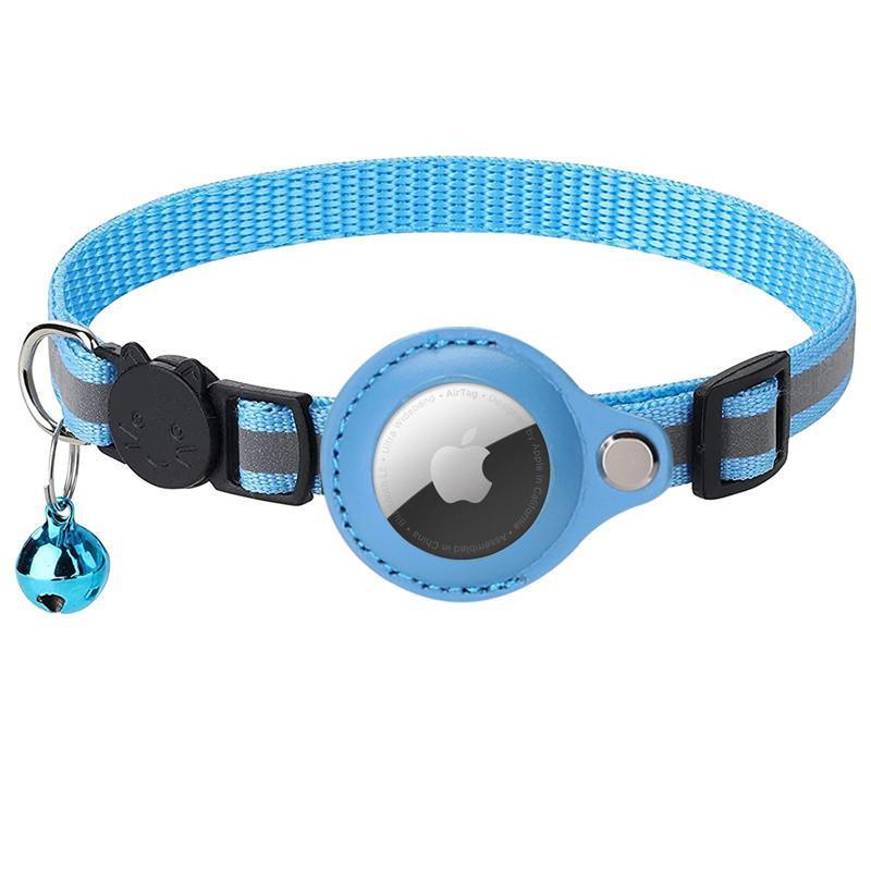 Reflective Pet Collar with Holder for AirTag Tracker – Anti-Lost Cat Dog Tag - Black