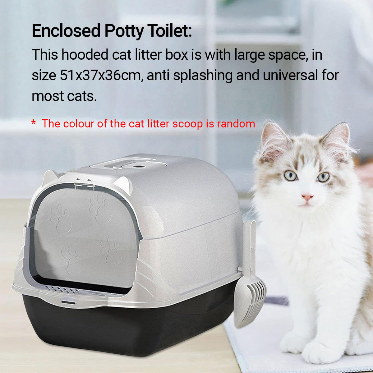 Enclosed Cat Litter Box Lid Scoop Splash Proof Lift Top Removable Toilet Tray - Purple
