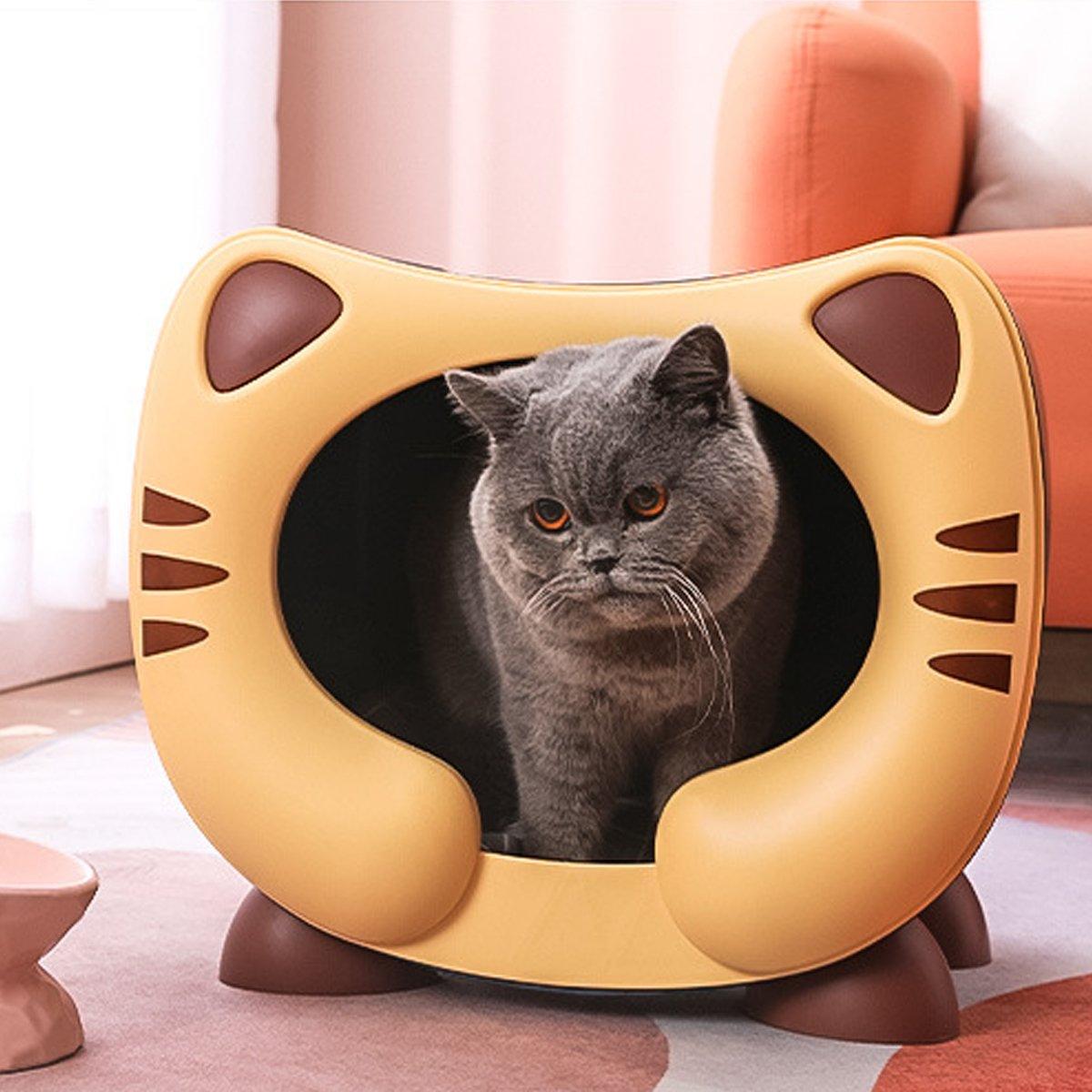 Semi Closed Cat Nest Soft Cozy Pet Bed for Cats Small Animals Indoor Sleeping - Blue