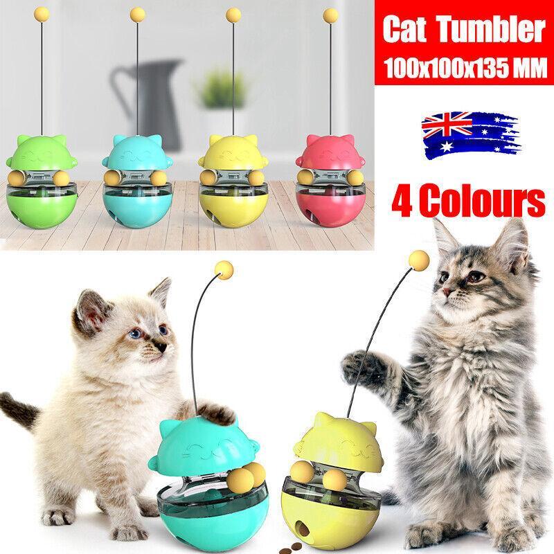 Cat Treat Dispenser Toy Ball Kitten Selfplay Interactive Tumbler Multifunction - Green