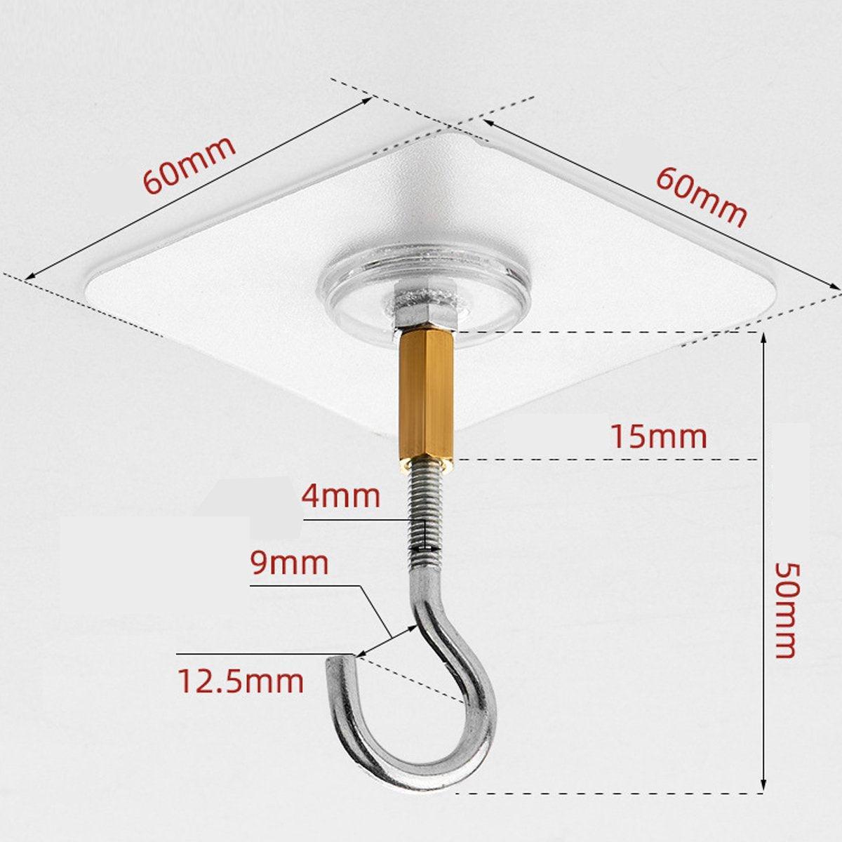 12 PCS Heavy Duty Self Adhesive Hooks Stainless Steel Ceiling Hooks for Home - Open