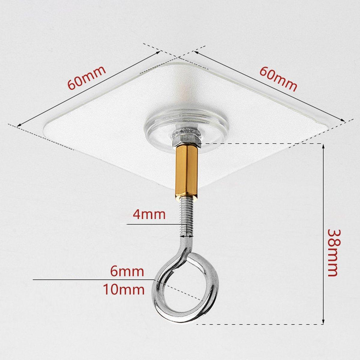 12 PCS Heavy Duty Self Adhesive Hooks Stainless Steel Ceiling Hooks for Home - Open