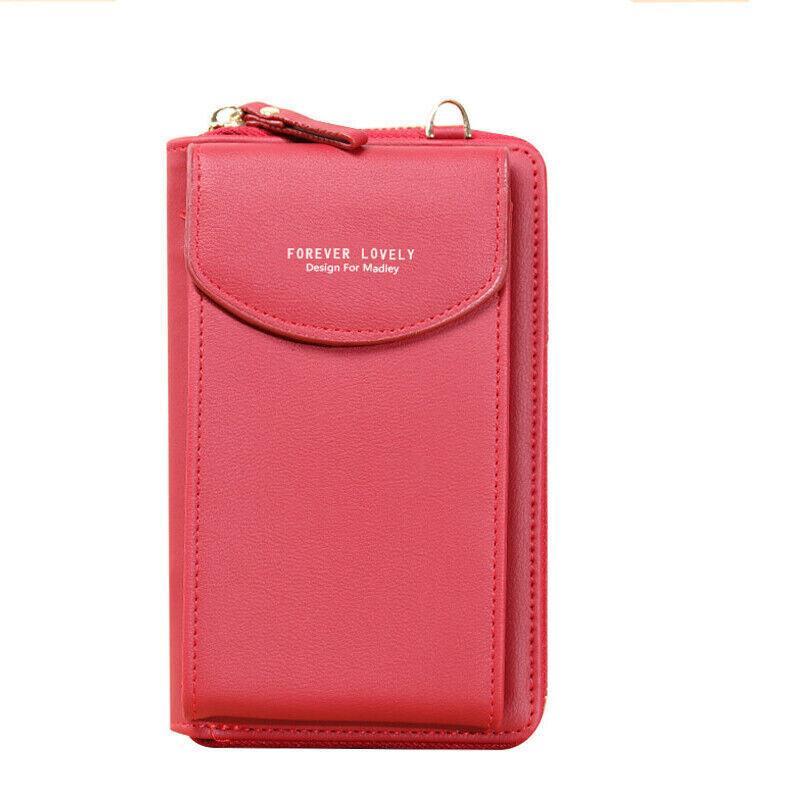 Women Pouch Bag Mobile Phone Bag Pu Leather Crossbody Purse Wallet Shoulder Bag - Navy