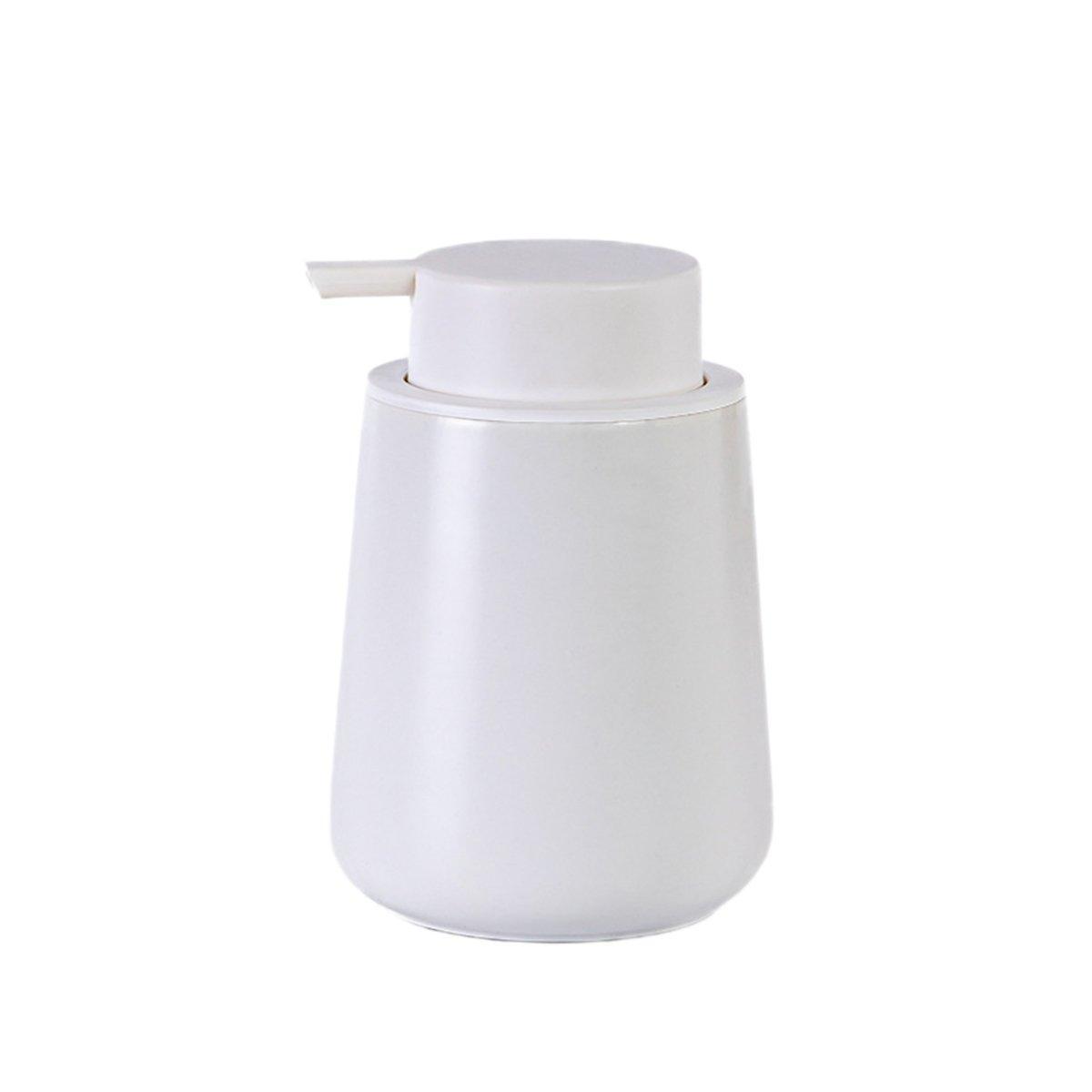 400ML Ceramic Stoneware Soap Dispenser Modern Design Lotion Pump Manual Bathroom - White