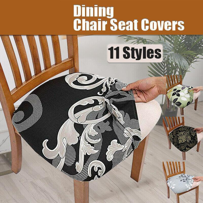 Stretch Dining Chair Seat Covers Removable Seat Cushion Slipcovers Protector - D