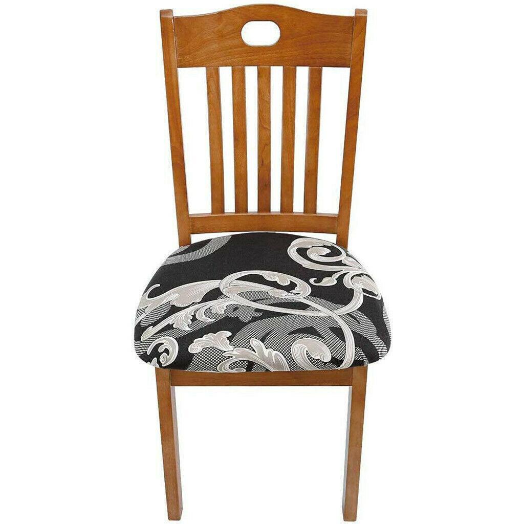 Stretch Dining Chair Seat Covers Removable Seat Cushion Slipcovers Protector - D