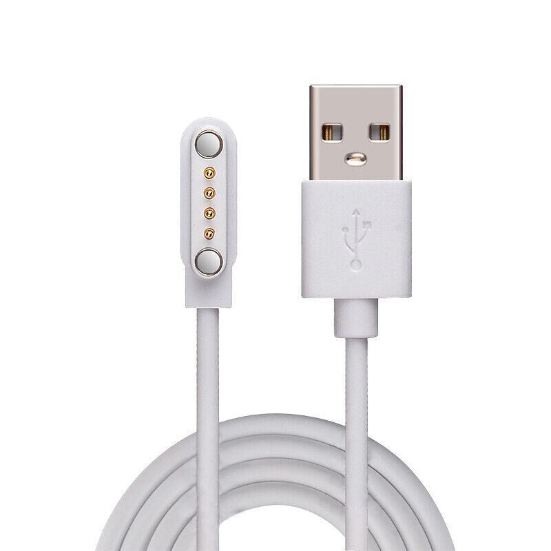 Universal Smart Watch Bracelet Charging Cable 4-Pin 2.54 Snap-on Charger Cords - Black