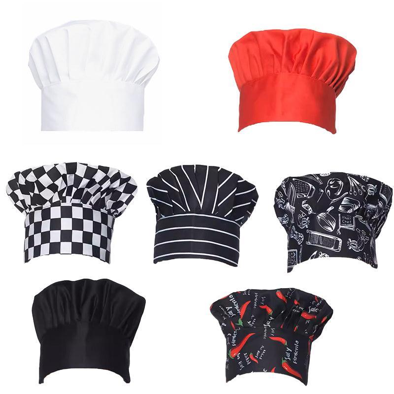 Adjustable Chef Cap with Elastic Band for Kitchen Cooking Baking Catering Use - White