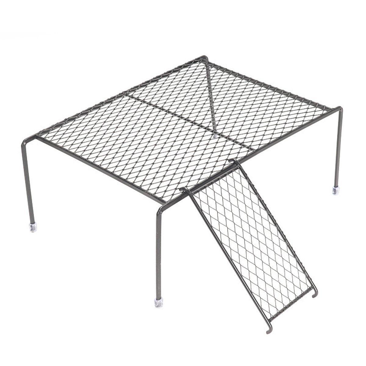 Metal Iron Chicken Feeding Ladder Grid Shelving Landscaping Platform Supplies - Black-S