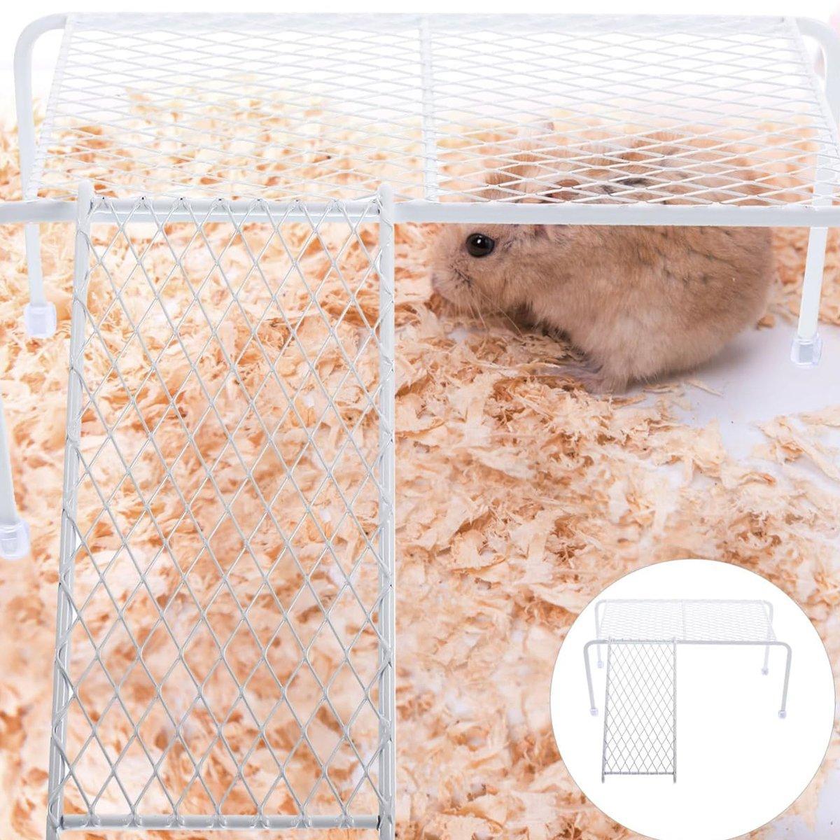 Metal Iron Chicken Feeding Ladder Grid Shelving Landscaping Platform Supplies - White-S