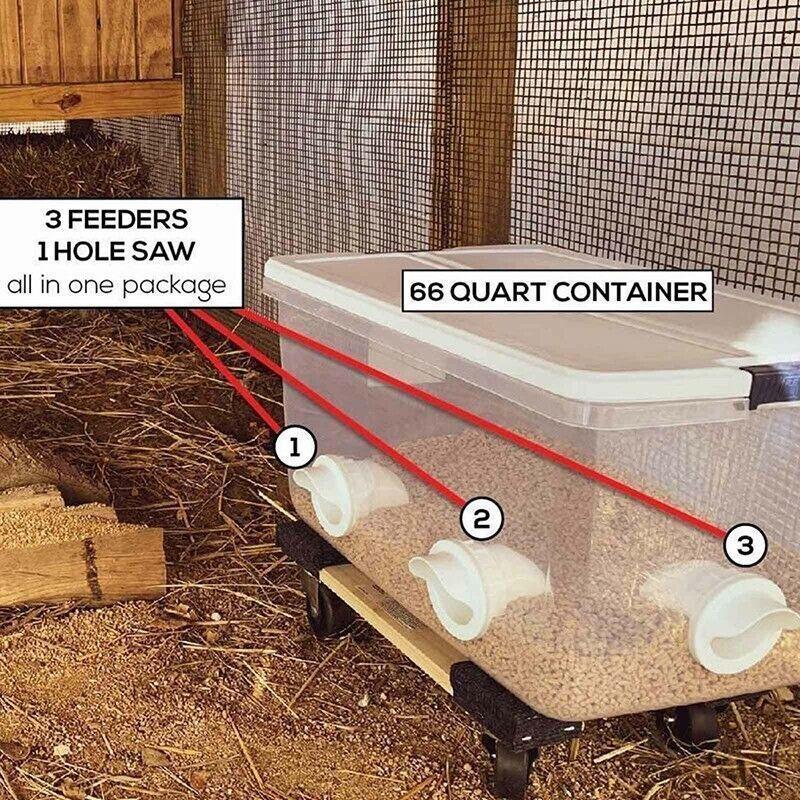 New Chicken Feeder Poultry Pro Feeder Diy Port Pvc Gravity Fed Chicken Feeder - 1 PC Hole Saw