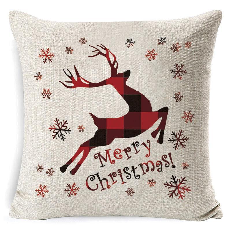 1Pc Christmas Square Cushion Cover Throw Waist Pillow Case Sofa Home Decor - Deer