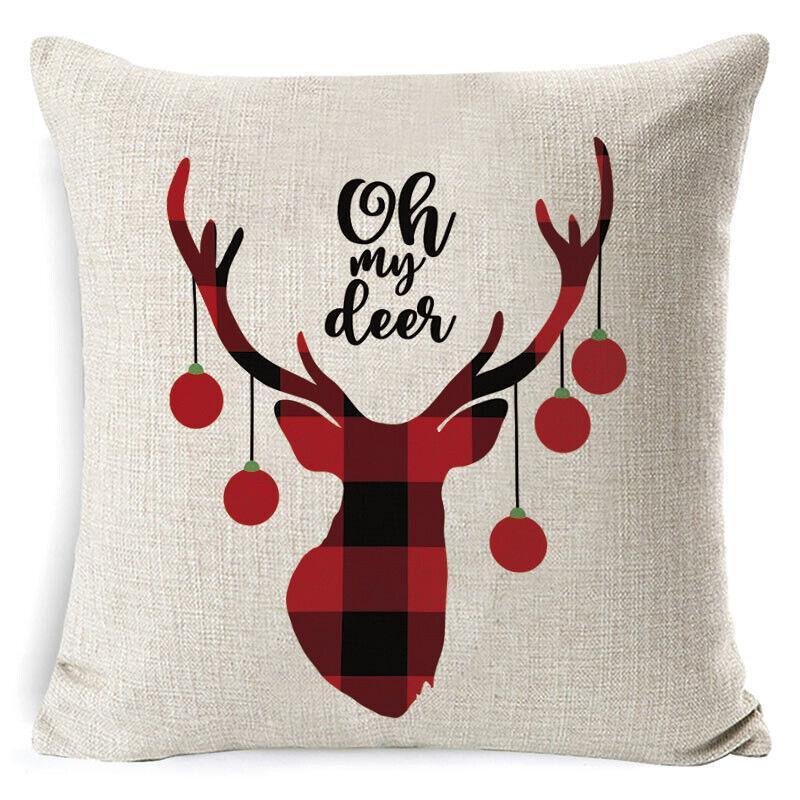 1Pc Christmas Square Cushion Cover Throw Waist Pillow Case Sofa Home Decor - Deer