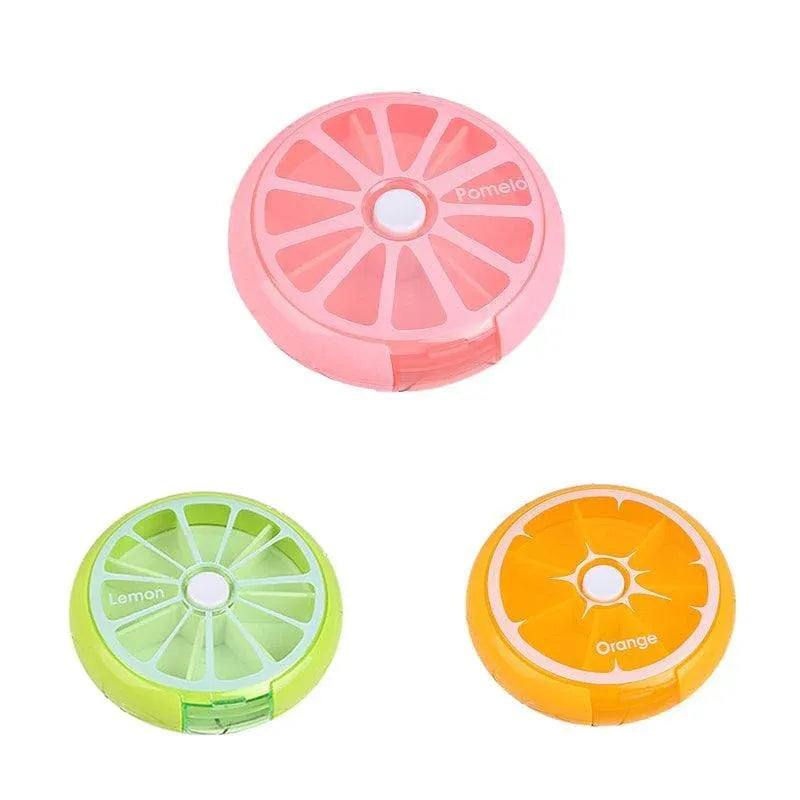 Weekly 7 Day Pill Organiser Case Box Tablet Medicine Dispenser Holder Case Round - Green
